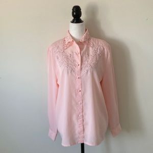 V.I.P. Petites Vintage Embroided Lace Blouse